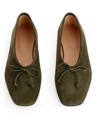 Suede Ballerina - Khaki Green - Arket Gb