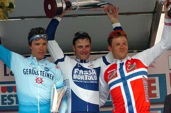 The top three - Danilo Hondo (Gerolsteiner), Alessandro Petacchi (Fassa Bortolo) and Thor Hushovd (Credit Agricole)