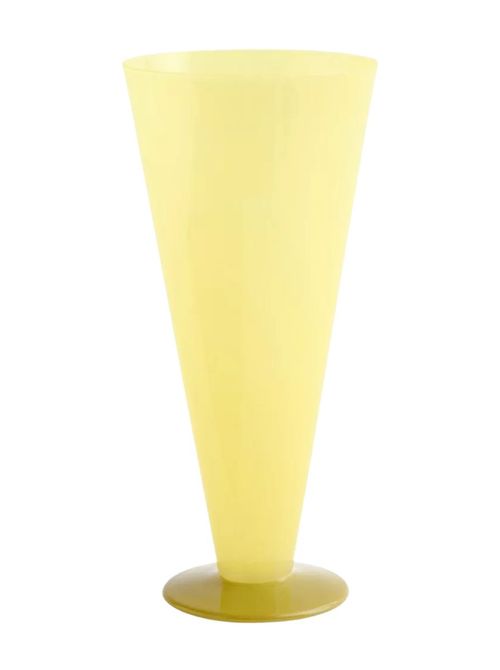 Conical Small Glass Vase in Yellow Lime Green