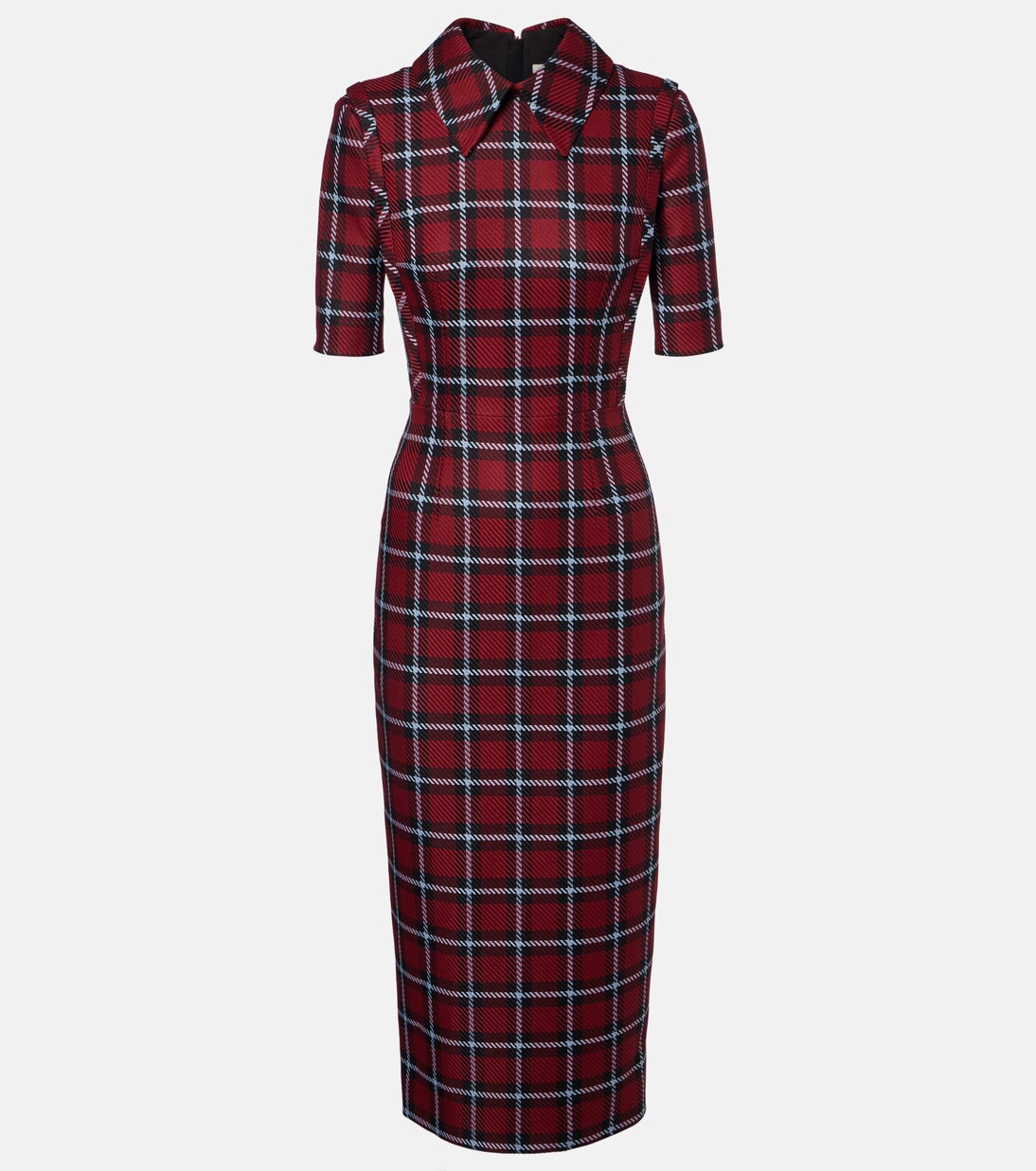 Valletta Plaid Wool-Blend Midi Dress