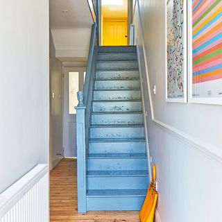 blue painted staircase