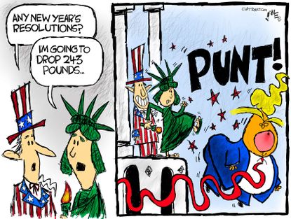 Political Cartoon U.S. Trump loss new years resolutions