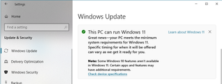 Windows update message