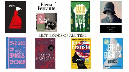 Covers of eight of the best books of all time