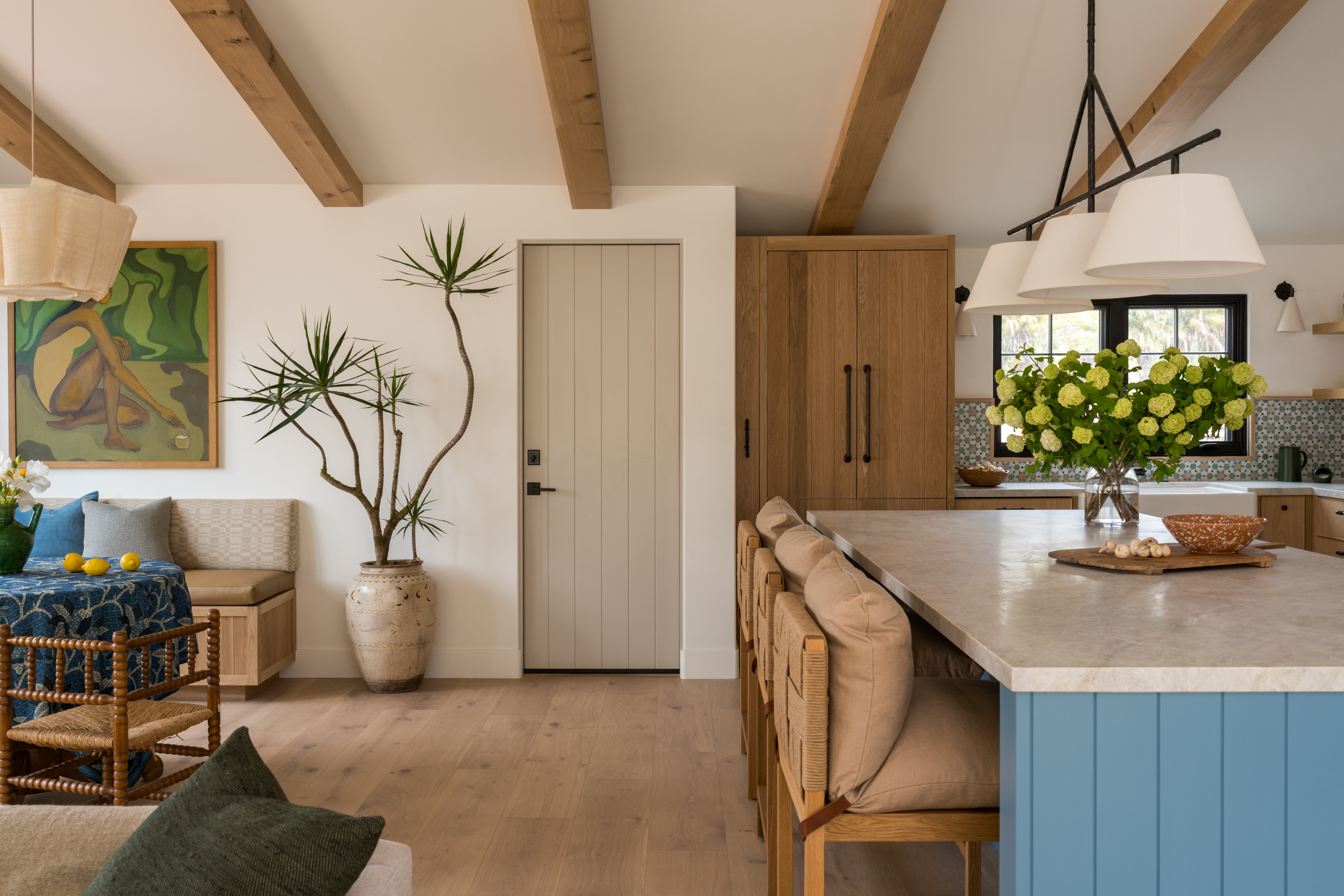 View of kitchen island and breakfast nook