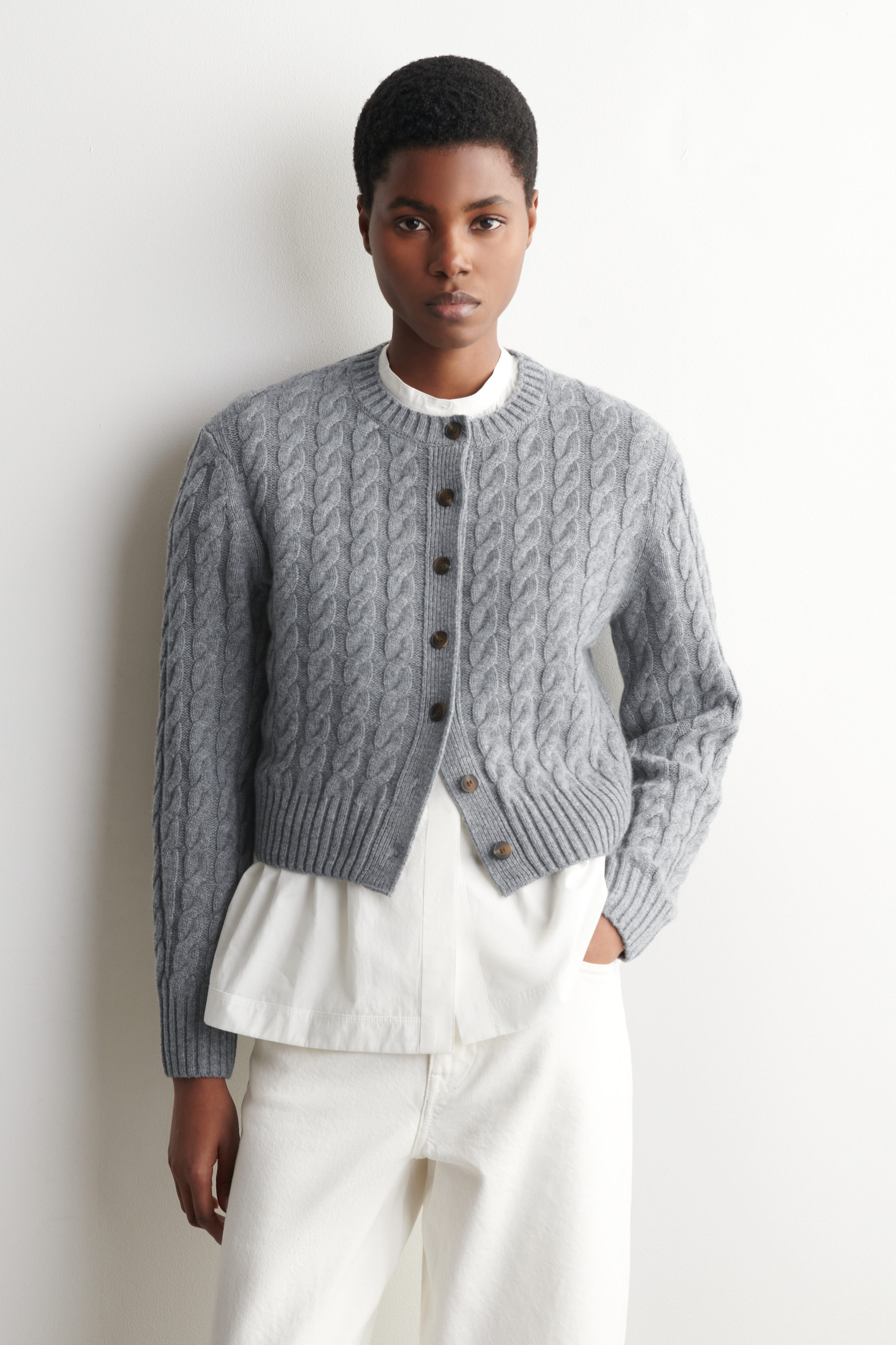 Cable-Knit Merino Wool Cardigan