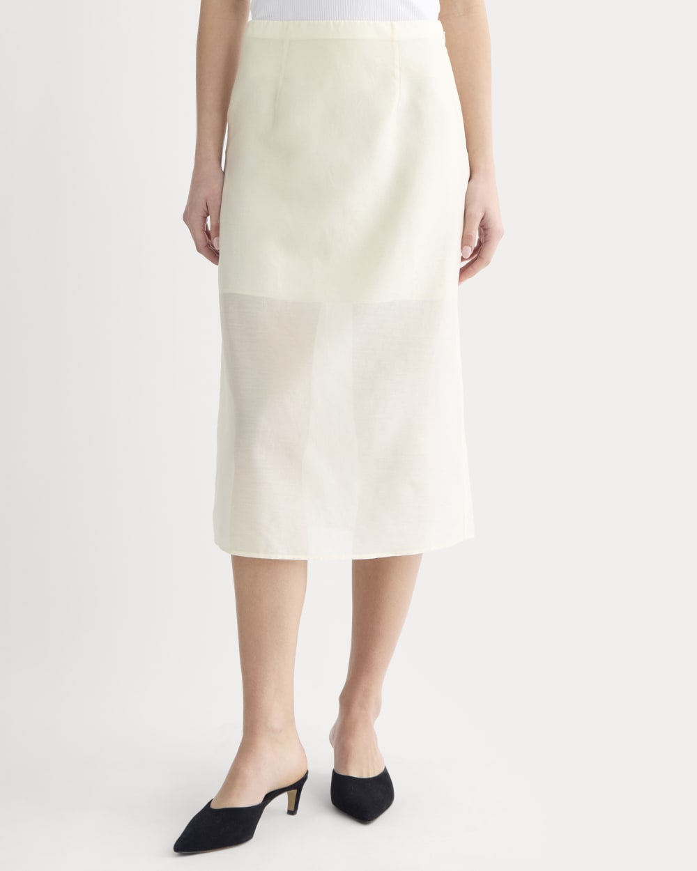 Midi Skirt in Cotton-Silk Organza | Parchment - 00