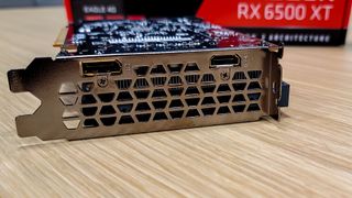 AMD Radeon RX 6500 XT graphics card showing ports