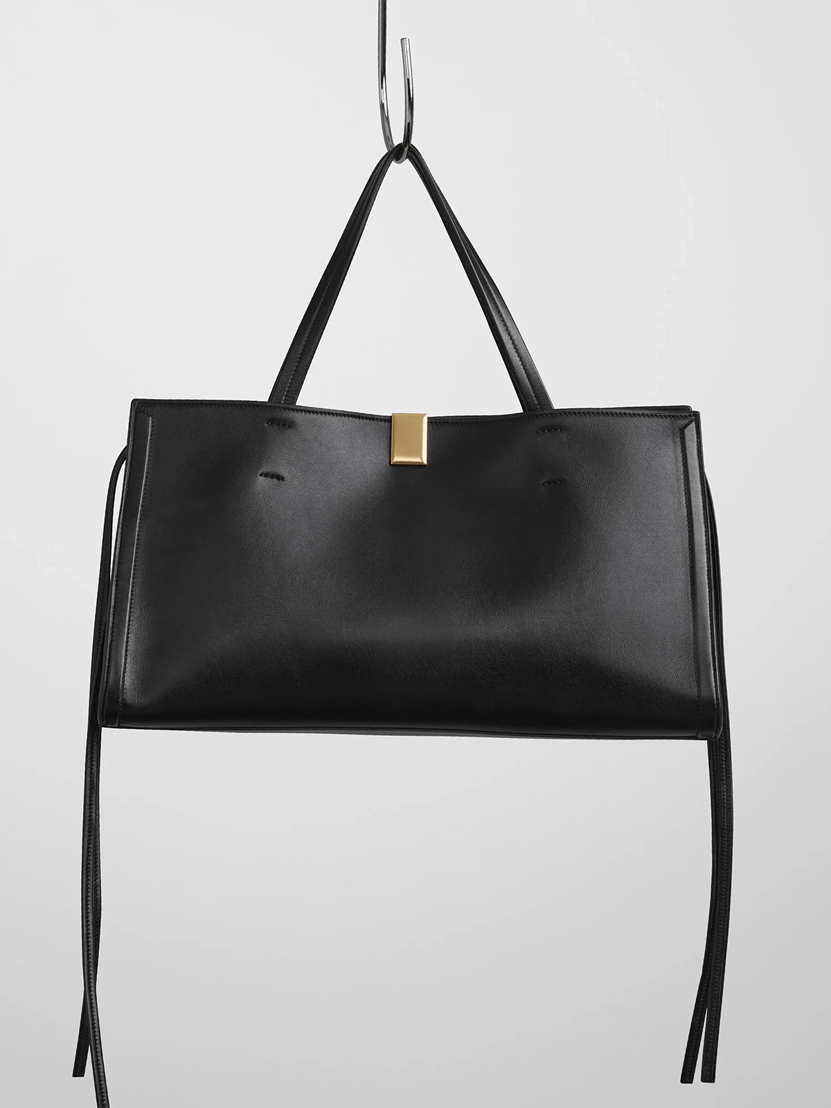 Small Kit Cabas | Black Leather With Gold