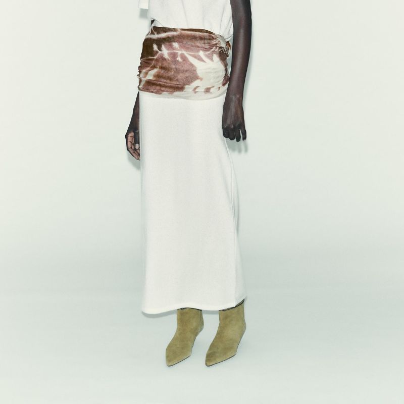 white skirt on model 