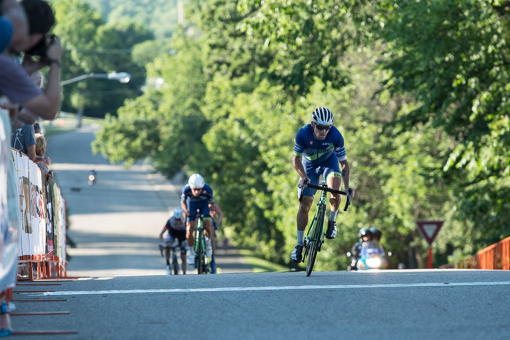 Julio Padilla (Team Arapahoe Resources) leads the break across the line to start the finish circuits