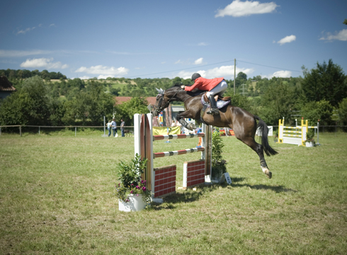 Jumping happily