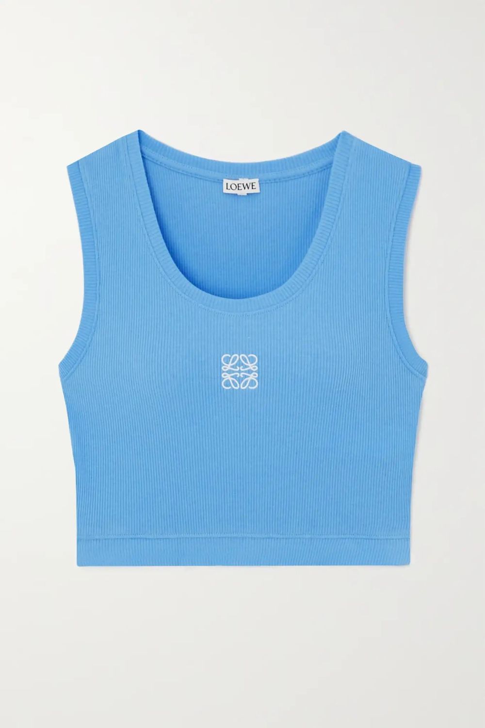 LOEWE Anagram embroidered ribbed stretch-cotton jersey tank