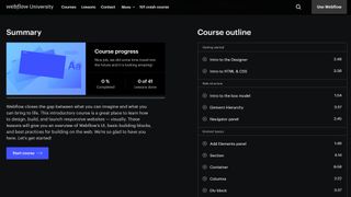 The Webflow 101 course within Webflow University