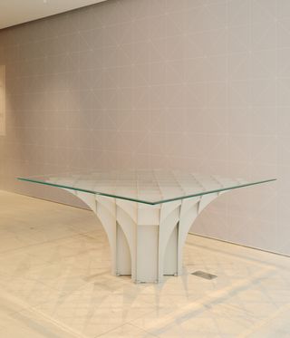 Pierre Paulin glass-topped table