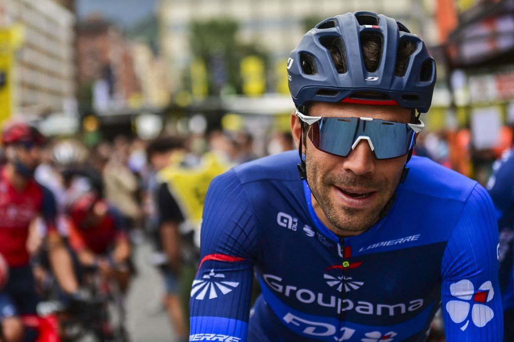 French Thibaut Pinot of GroupamaFDJ pictured at the start of the first stage of the Tour de France cycling race a 182 km race from Bilbao to Bilbao Spain Saturday 01 July 2023 This years Tour de France takes place from 01 to 23 July 2023 BELGA PHOTO PETE GODING Photo by PETE GODING BELGA MAG Belga via AFP Photo by PETE GODINGBELGA MAGAFP via Getty Images