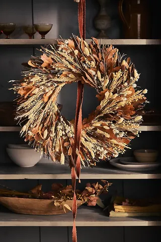 Preserved Maple + Ammobium Wreath