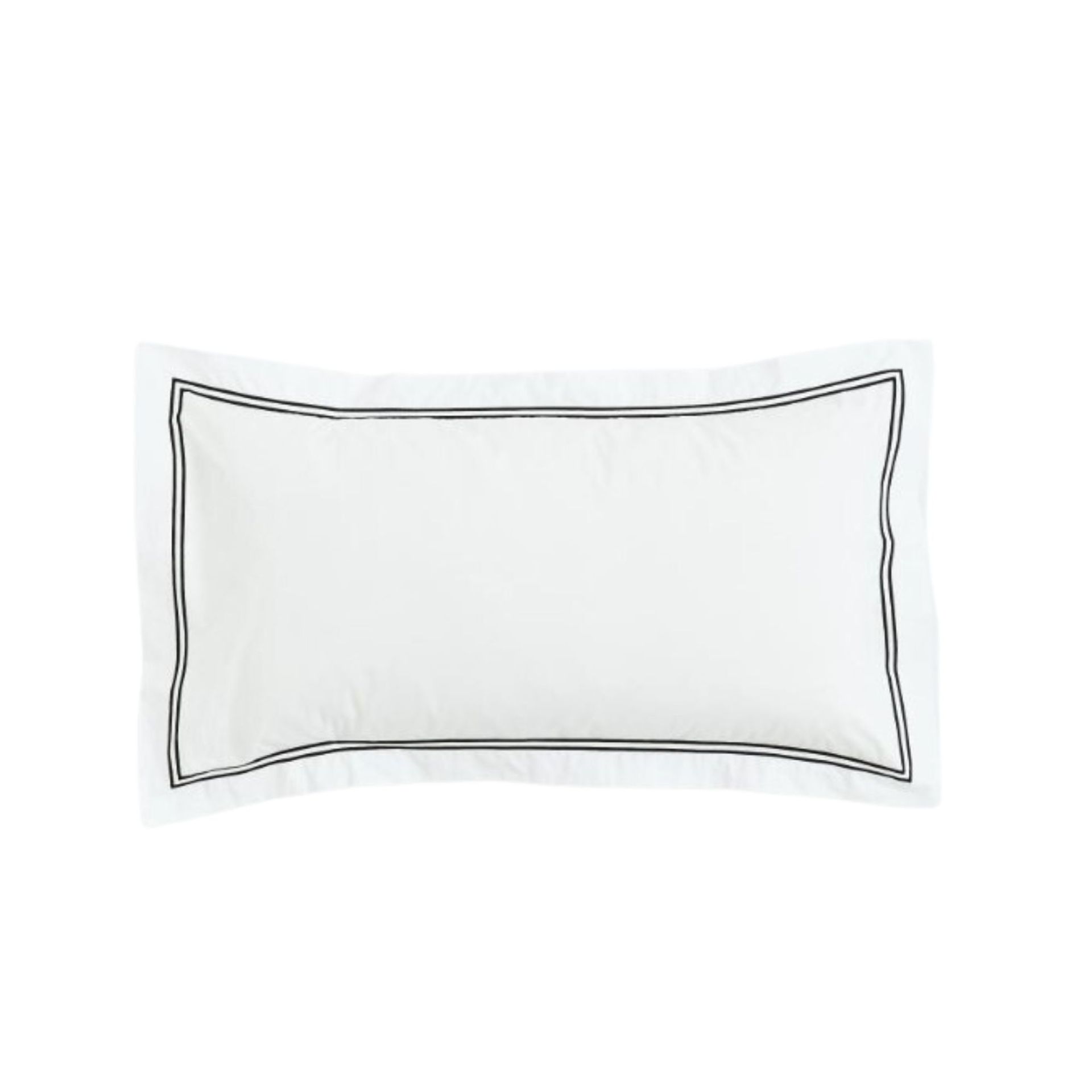 Sarung bantal putih dengan trim hitam