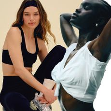 A collage of women wearing mate the label's non-toxic activewear.