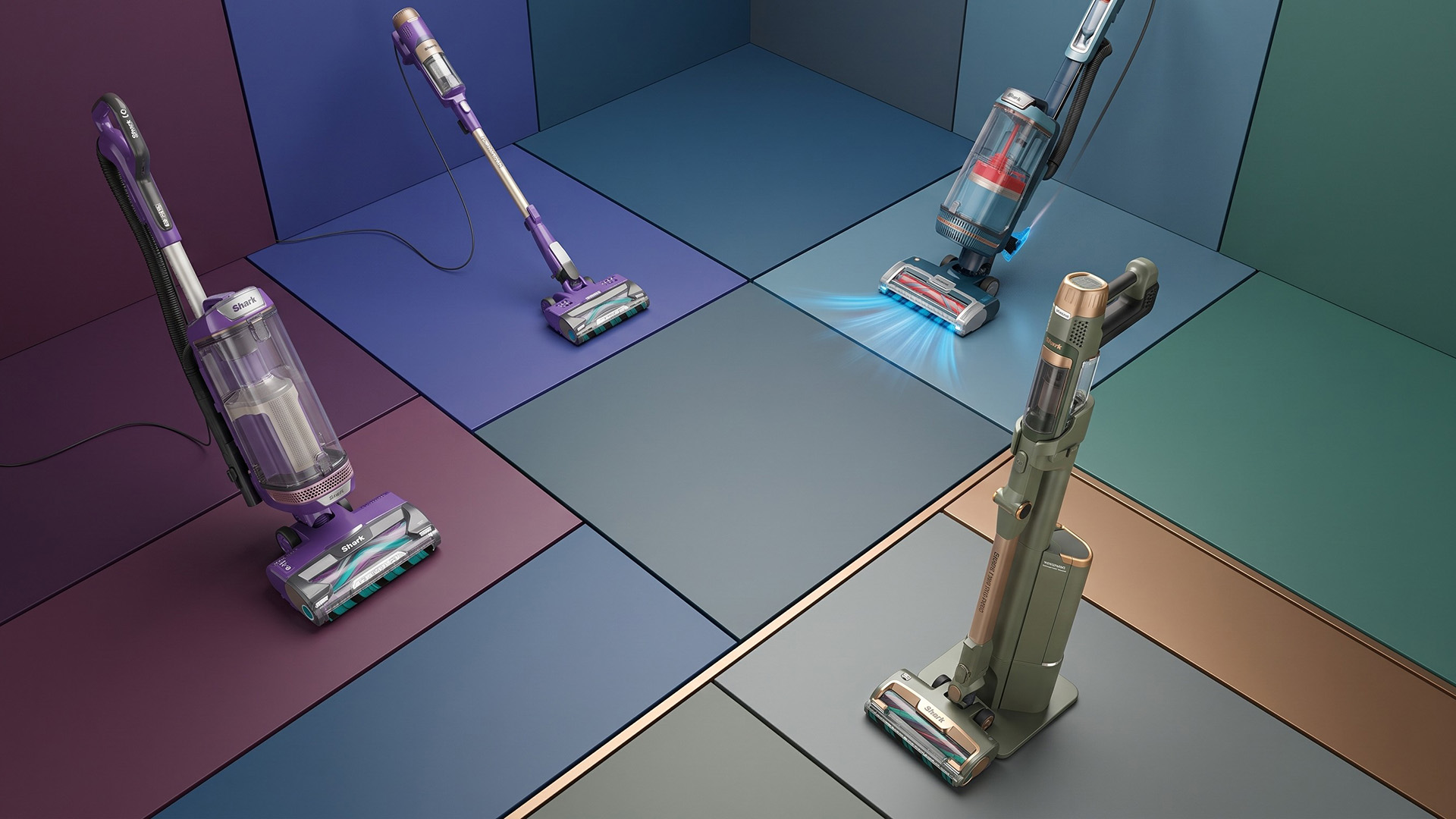 A selection of Shark PowerDetect vacuum cleaners.