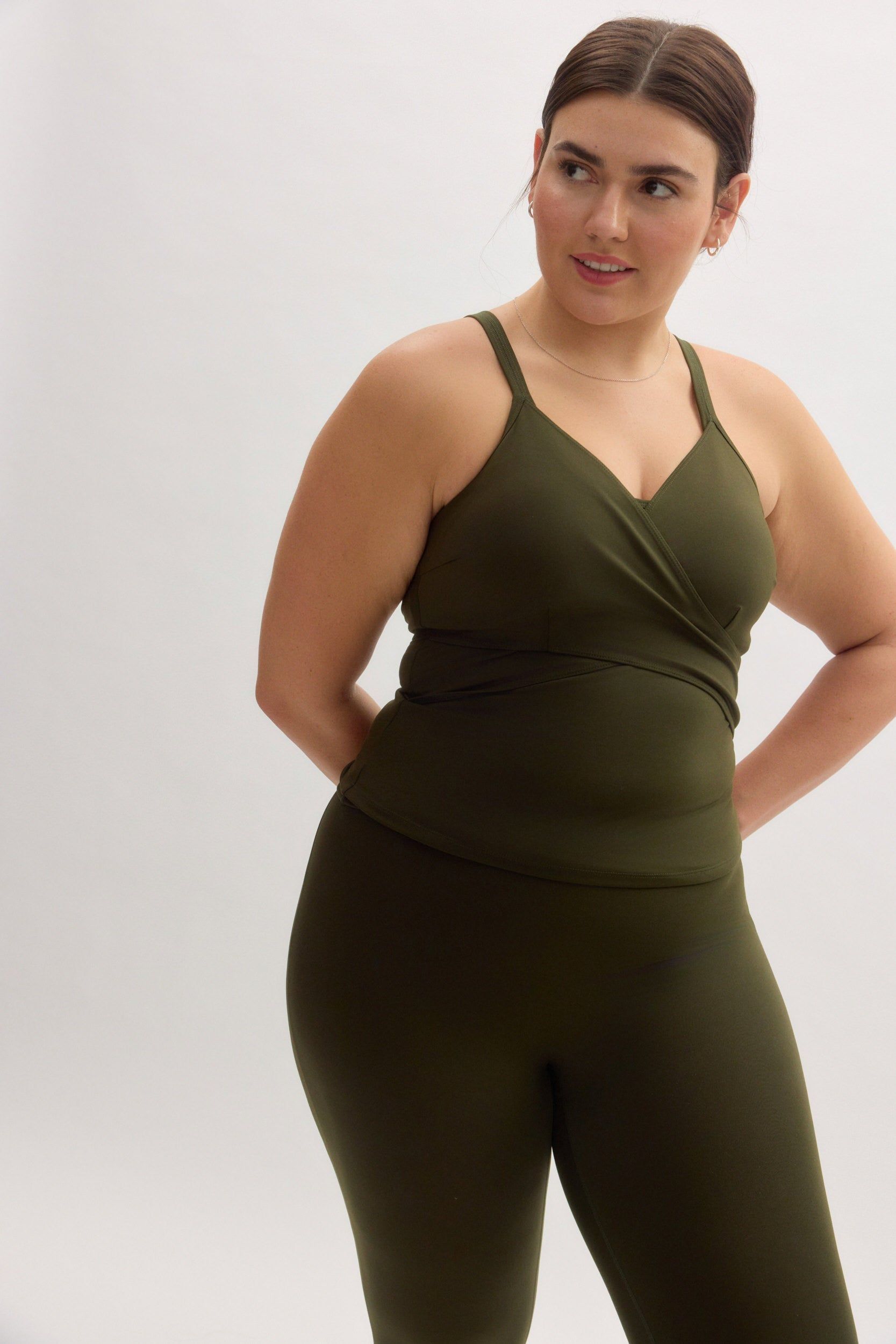 girlfriend, Eucalyptus Tabitha Wrap Tank
