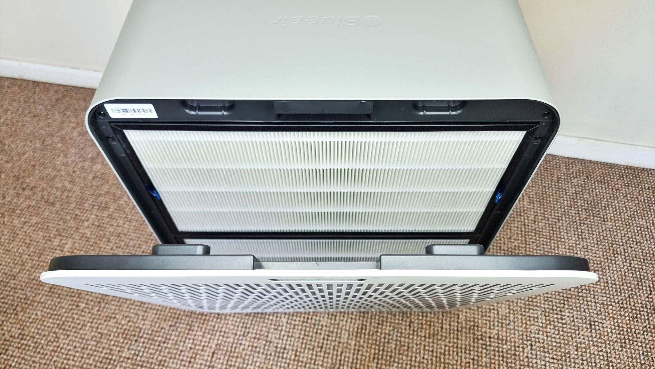 A close-up picture of the filters in the BlueAir Classic Pro CP7i air purifier