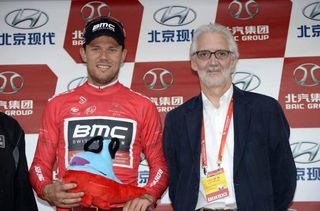 New UCI president Brian Cookson with Thor Hushovd after stage 1 of the Tour of Beijing.