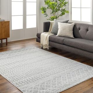 Livabliss Nice Geometric Rug - Scandi Area Rugs Living Room 160x228 Cm, Dining, Kitchen - Neutral, Abstract Patterned Rugs, Boho Rug Style, Easy Care Pile - Large Rug, Light Grey and White Rug