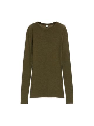 Long-Sleeved Merino Top - Dark Green - Arket Gb