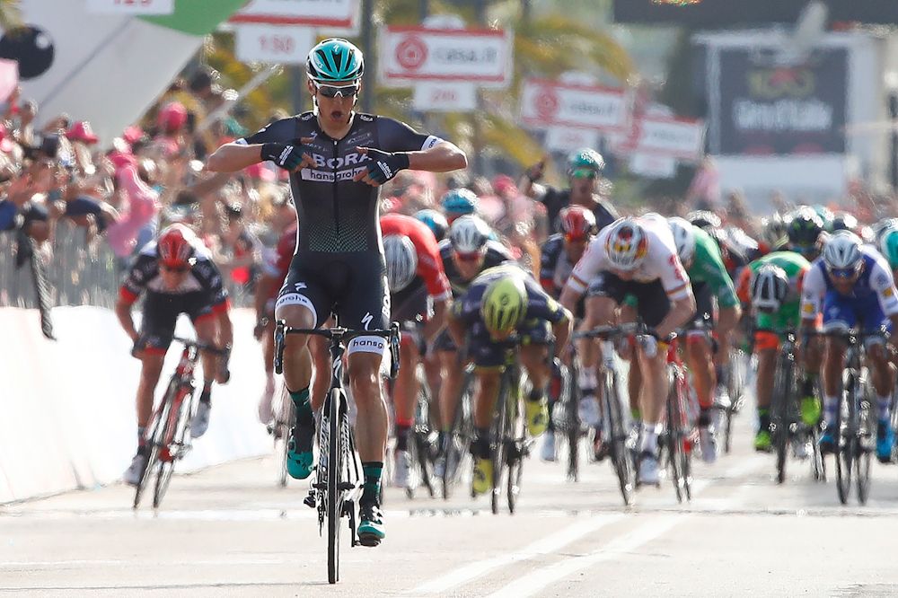 Lukas Postlberger (Bora-Hansgrohe) wins stage 1 at the Giro d'Italia
