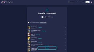 Screens from TuneMyMusic, transferring a Spotify playlist to Tidal.