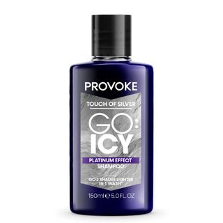 Product shot of PROVOKE Touch of Silver Go Icy Platinum Effect Shampoo, Fashion's Digest UK Hair Awards 2024 winner
