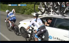 The moment the car hits Amandine Muller's rear wheel