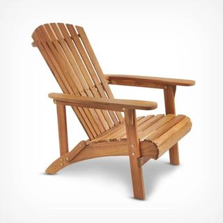 A wooden adirondack chair