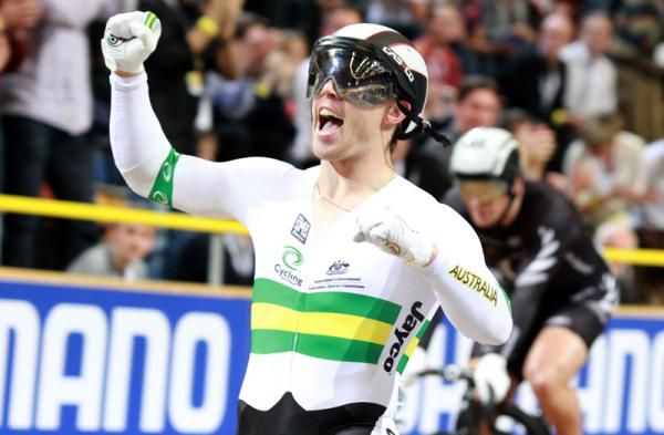 No holding back the joy for Keirin winner Perkins.