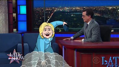 Cartoon Hillary Clinton disappears on The Late Show