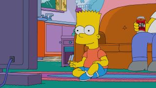 Bart watching TV on The Simpsons