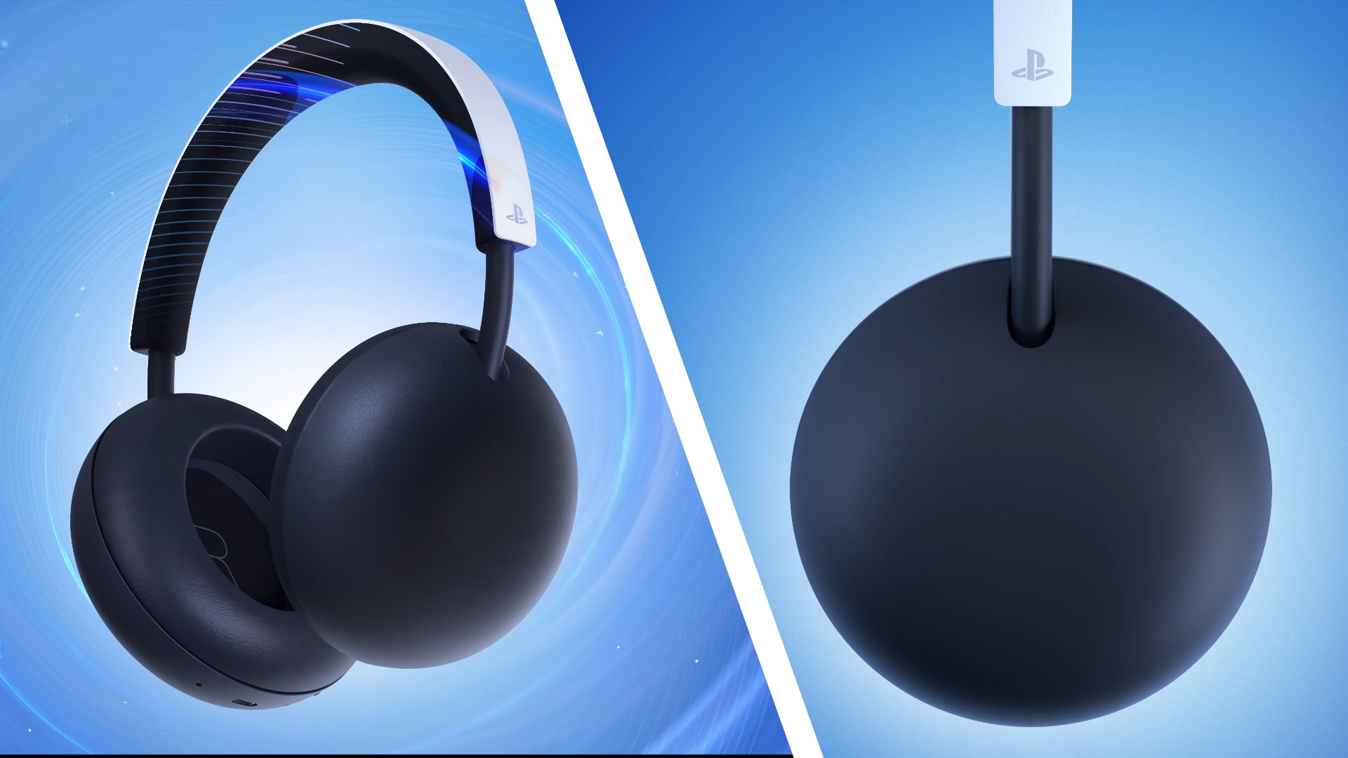 A two-way image of the new PS5 PlayStation Pulse Wireless Headset