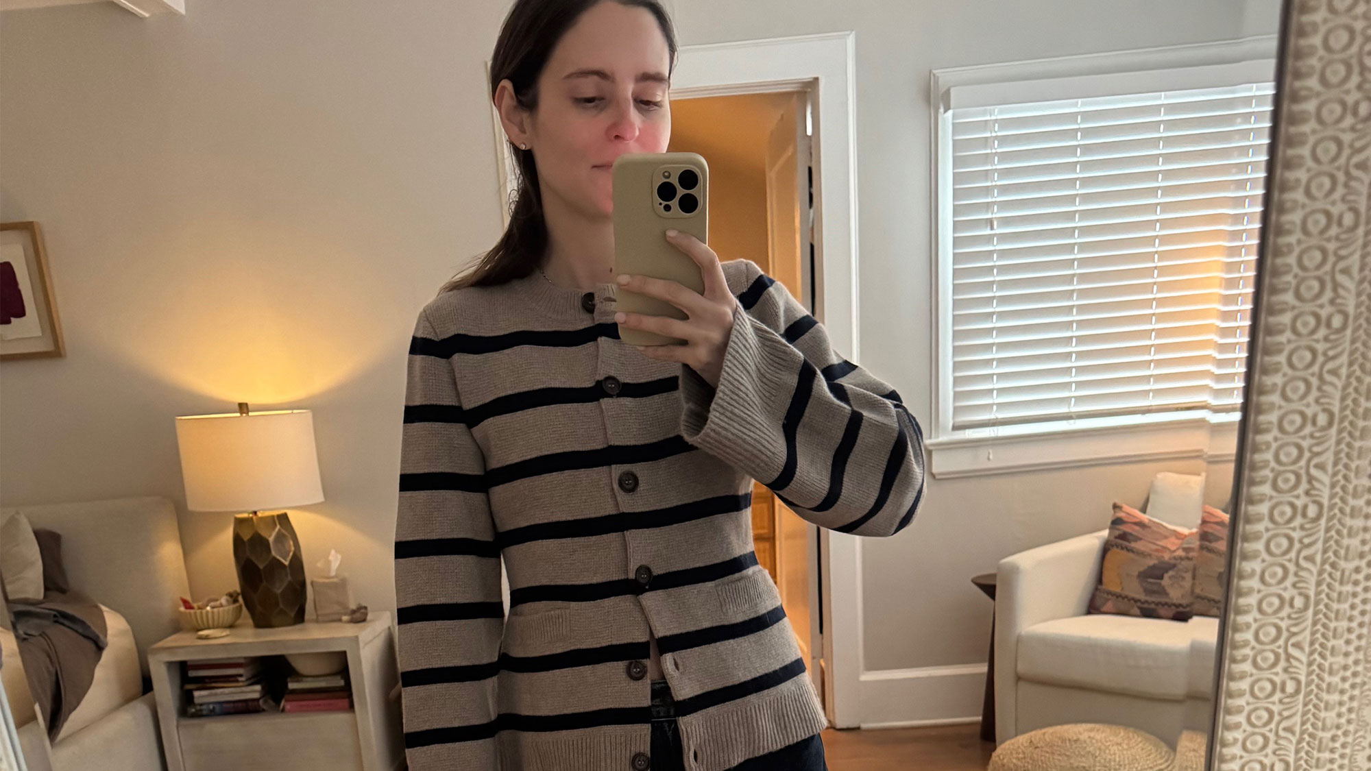 Tessa Faye O'Connell wearing a striped sweater.