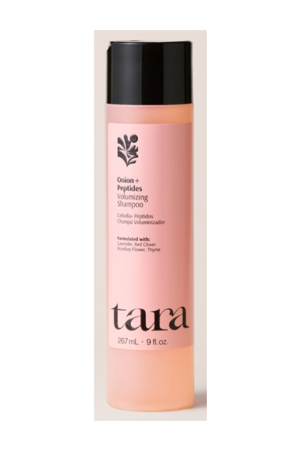 pink tara shampoo bottle