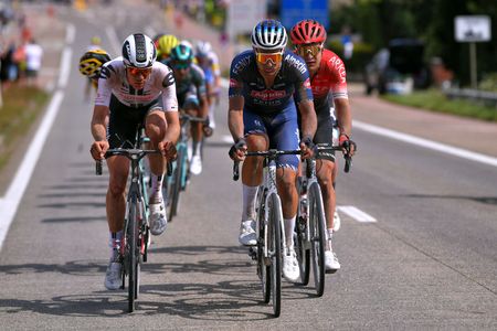 DIEST BELGIUM AUGUST 15 Max Kanter of Germany and Team Sunweb Jonas Rickaert of Belgium and Team AlpecinFenix Bram Welten of The Netherlands and Team Arkea Samsic during the 17th Dwars door het Hageland 2020 a 187km race from Aarschot to Diest DwarsdhHageland DDHH20 on August 15 2020 in Diest Belgium Photo by Luc ClaessenGetty Images