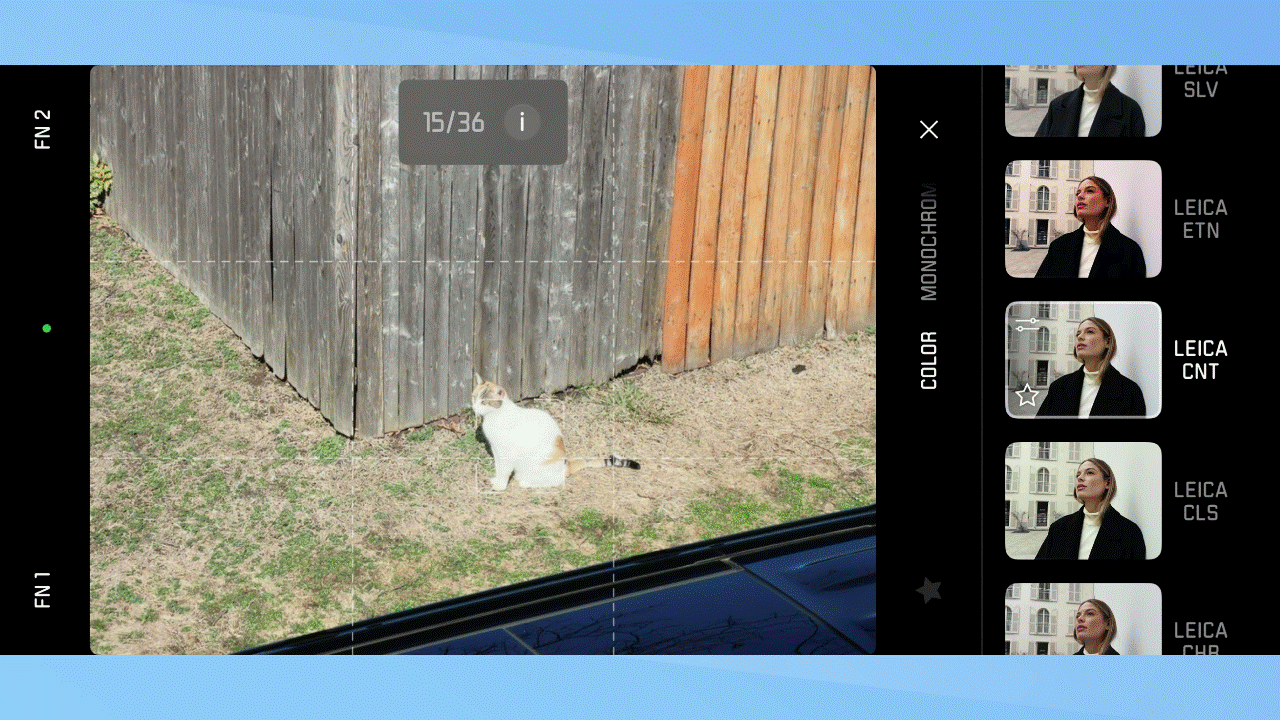 Leica LUX app screen recordings.