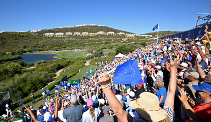 A number of fans around the first tee at Finca Cortesin