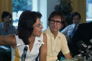 Billie Jean King and Bobby Riggs before their epic encounter in 1973.