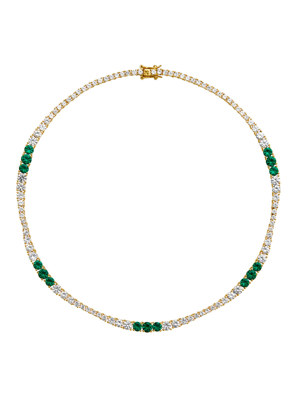 Isadora, Lab White Sapphire and Nano Crystal Emerald Gold RiviÈre Necklace