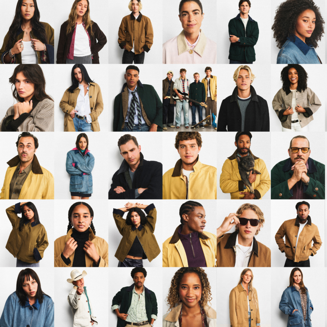 celebrities and models wore the Barn Jacket for J.Crew's 40th anniversary campaign