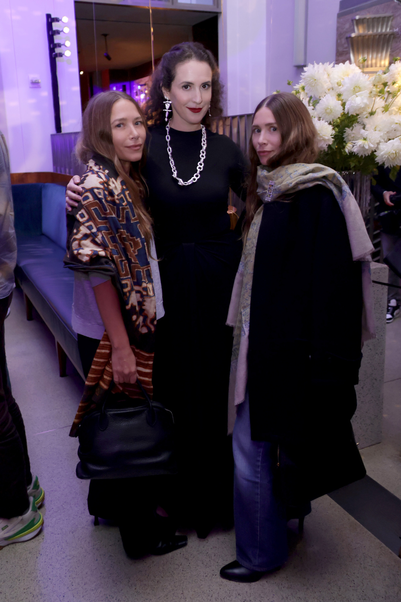 Mary-Kate Olsen, Sara Moonves and Ashley Olsen attend as W Magazine and Bloomingdale's host New York Fashion Week celebration at Eleven Madison Park Restaurant on September 11, 2025 in New York City.