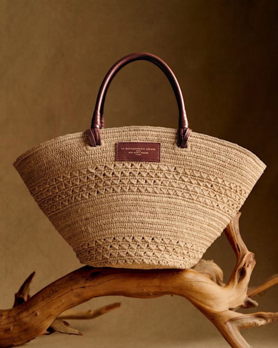 Justine Basket Bag - Natural Perforated Raffia - Raffia - Sézane