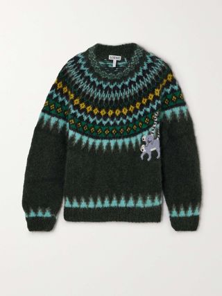 + Suna Fujita Fair Isle Embroidered Mohair-Blend Sweater