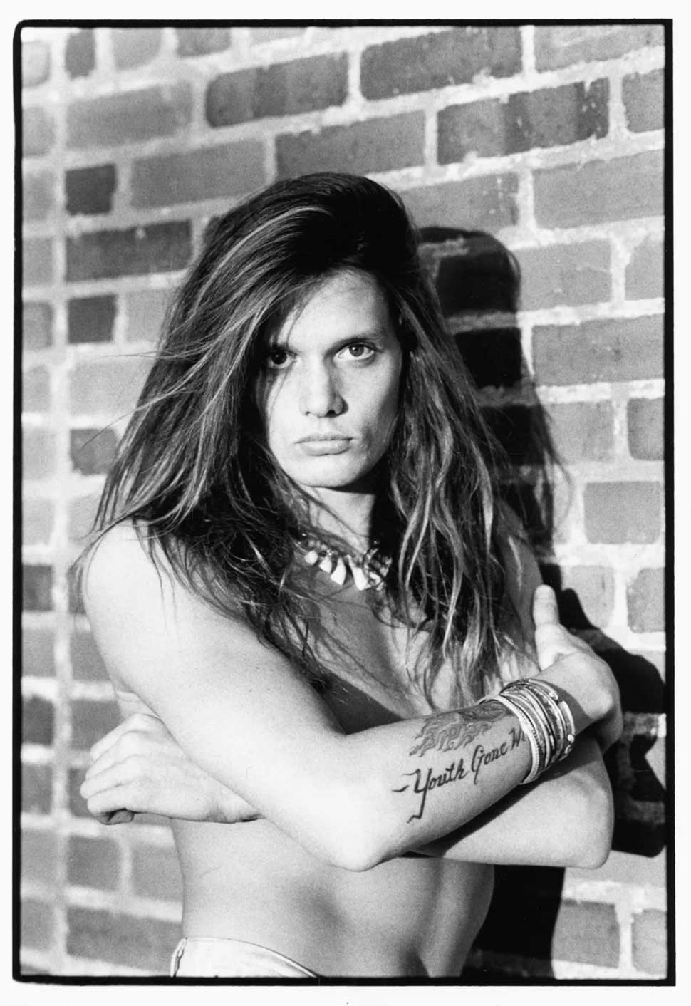 A shirtless Sebastian Bach